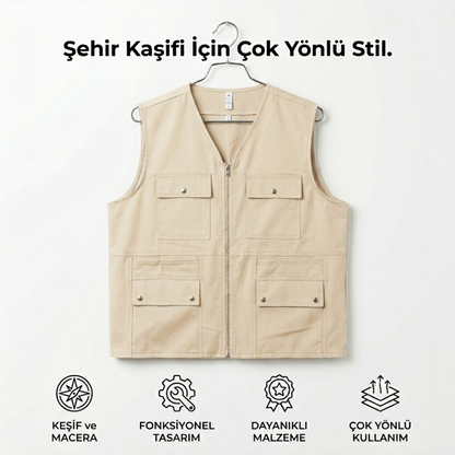 YELEK.CO  4 Mevsim Çok Cepli Erkek Yelek – Fonksiyonel ve Rahat Tasarım
