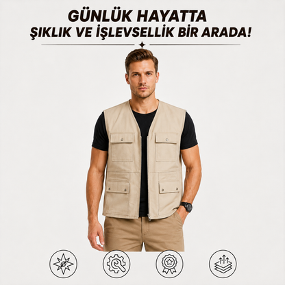YELEK.CO  4 Mevsim Çok Cepli Erkek Yelek – Fonksiyonel ve Rahat Tasarım
