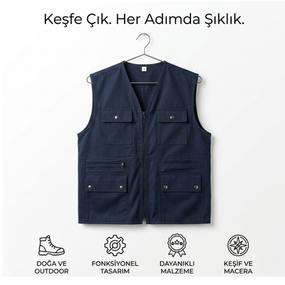 YELEK.CO  4 Mevsim Çok Cepli Erkek Yelek – Fonksiyonel ve Rahat Tasarım