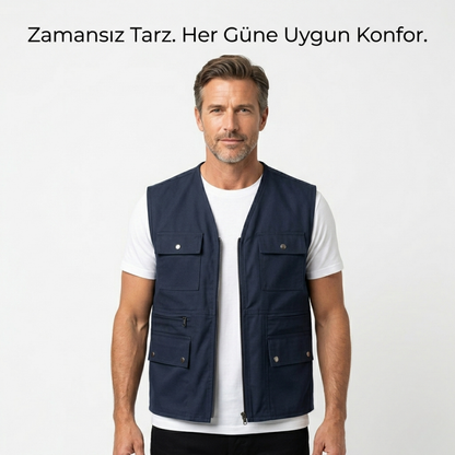 YELEK.CO  4 Mevsim Çok Cepli Erkek Yelek – Fonksiyonel ve Rahat Tasarım