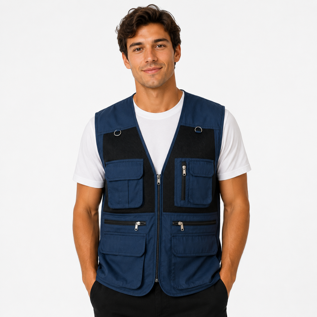 Erkek Outdoor Fileli Çok Cepli Yelek – 4 Mevsim