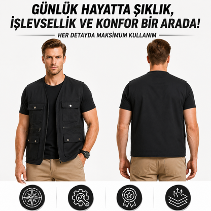 YELEK.CO  4 Mevsim Çok Cepli Erkek Yelek – Fonksiyonel ve Rahat Tasarım