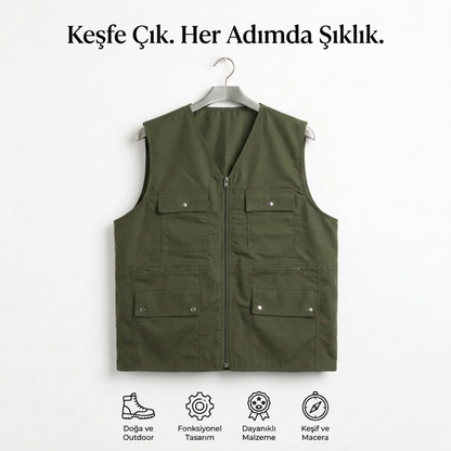 YELEK.CO  4 Mevsim Çok Cepli Erkek Yelek – Fonksiyonel ve Rahat Tasarım